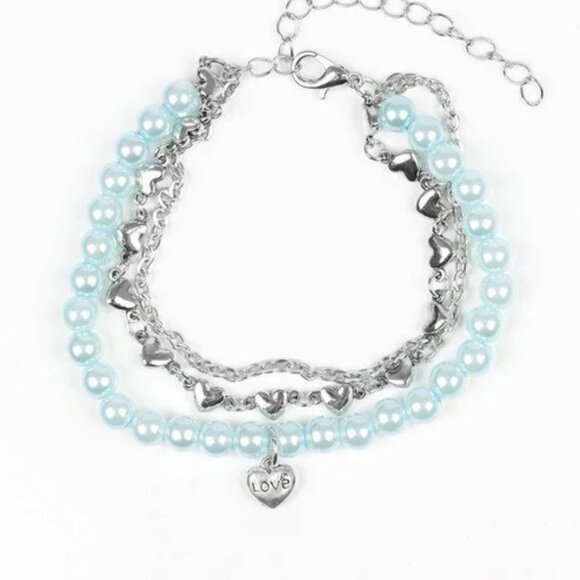 Paparazzi Jewelry Accessories - Love Like You Mean It - Blue Bracelet - Vintage - Picture 2 of 4